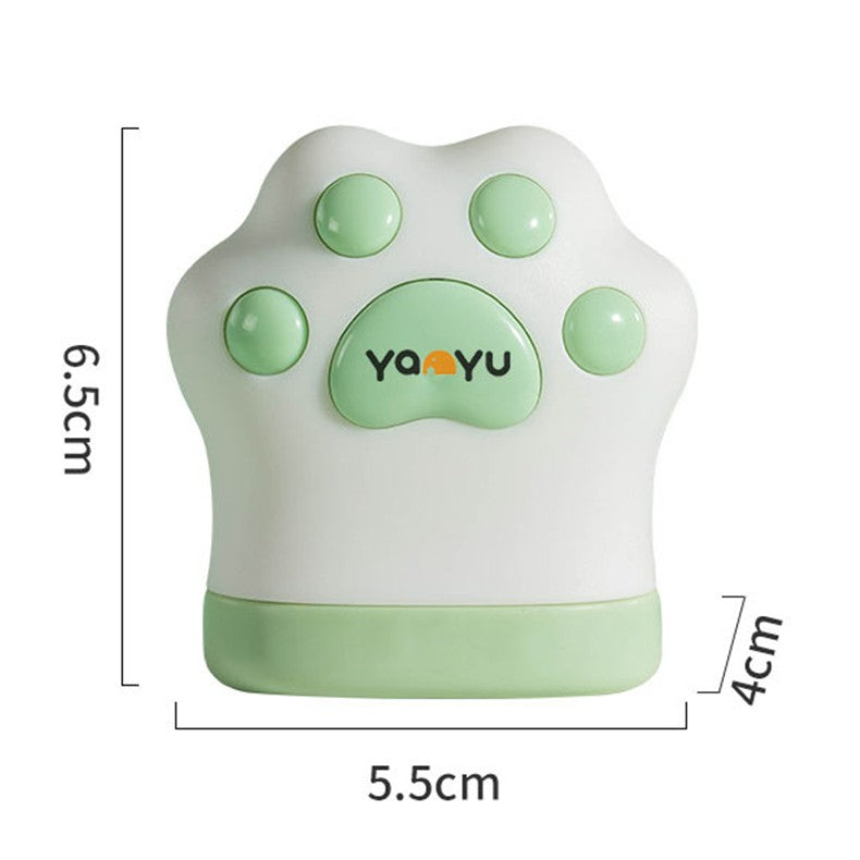 Ruleta Mini Portabila pentru Copii, Metru Croitorie Flexibil, Model Labuta de Pisica cu Prindere, Plastic, 5.5 x 6.5 cm, Banda 1.5 m, Verde