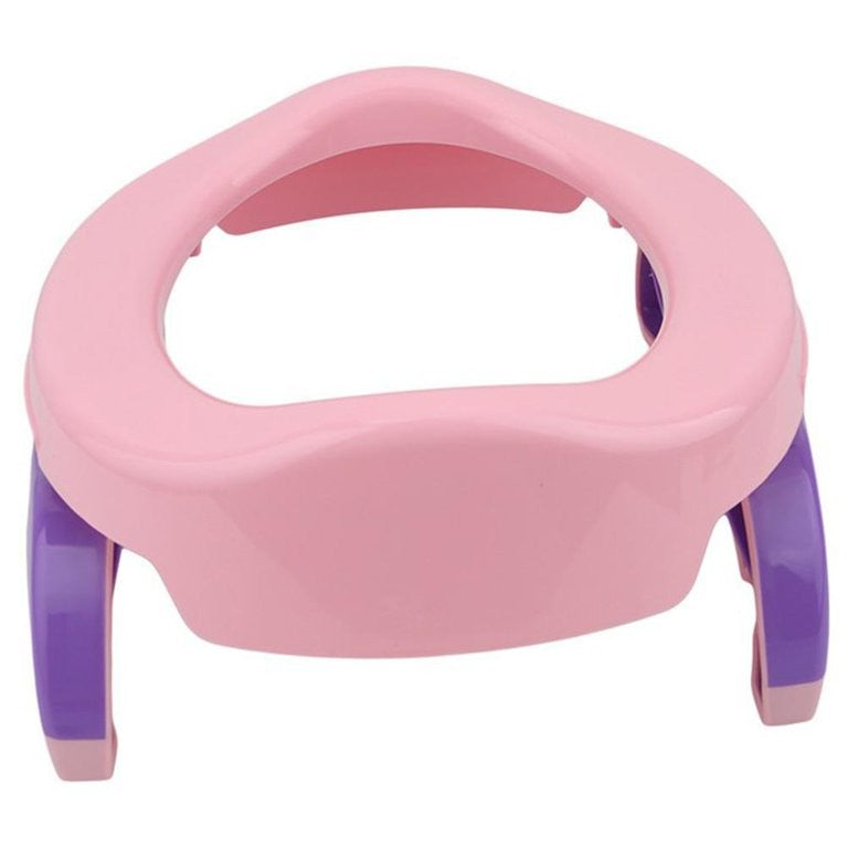 Olita Portabila 2 in 1 si Reductor WC pentru Copii, Design Pliabil pentru Calatorii, Baza Antiderapanta, Plastic, Diametru 21 cm, Roz
