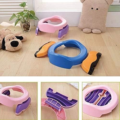 Olita Portabila 2 in 1 si Reductor WC pentru Copii, Design Pliabil pentru Calatorii, Baza Antiderapanta, Plastic, Diametru 21 cm, Roz