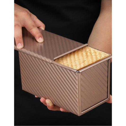 Tavă pentru Pâine și Toast, Formă Coacere cu Capac Glisant, Oțel Carbon Antiaderent, 21 x 11 x 11.5 cm, 450 g, Roz Auriu