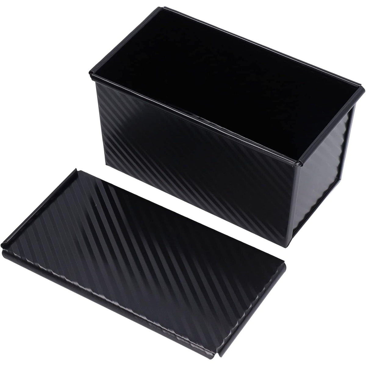 Tavă pentru Pâine și Toast cu Capac Glisant, Formă Coacere Antiaderentă, Oțel Carbon, 450 g, 21 x 11 x 11.5 cm, Negru