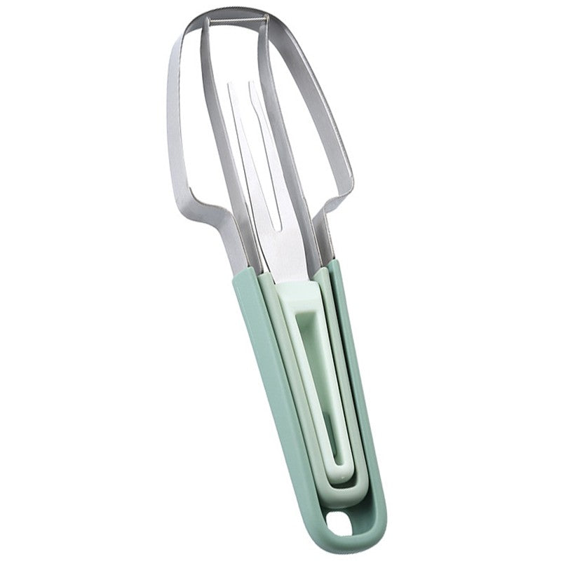 Set 3 Dispozitive pentru Taiat si Decojit Pepene, Fructe si Legume, Design Multifunctional, Otel Inoxidabil si Plastic PP, 22.5 x 7 cm, Verde