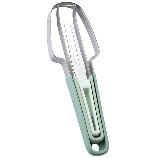 Set 3 Dispozitive pentru Taiat si Decojit Pepene, Fructe si Legume, Design Multifunctional, Otel Inoxidabil si Plastic PP, 22.5 x 7 cm, Verde
