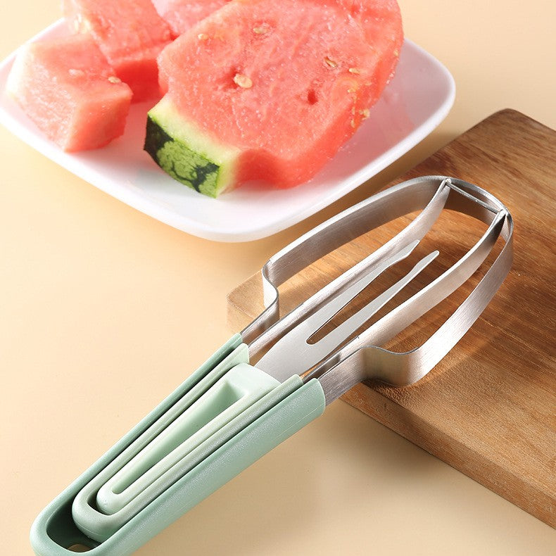 Set 3 Dispozitive pentru Taiat si Decojit Pepene, Fructe si Legume, Design Multifunctional, Otel Inoxidabil si Plastic PP, 22.5 x 7 cm, Verde