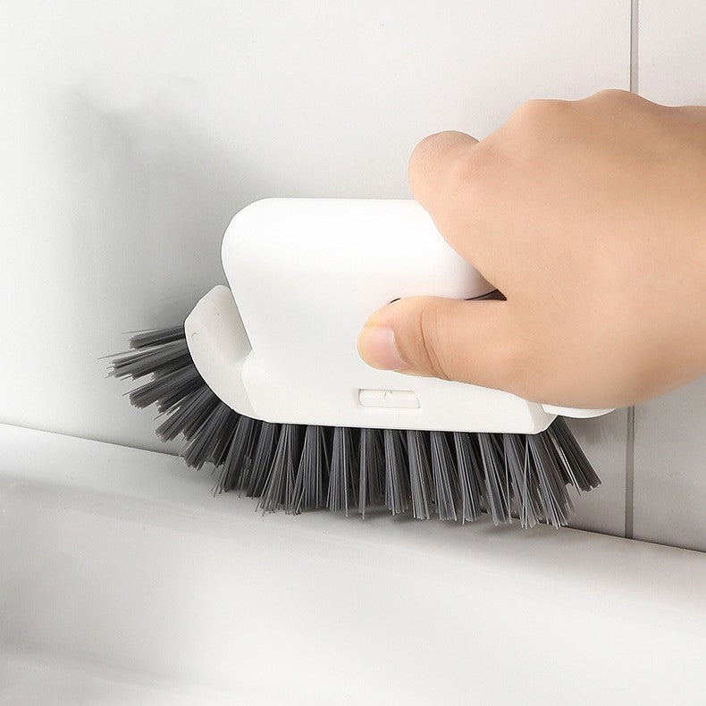 Perie Multifuncțională 3 în 1 pentru Curățare, Perie Bucătărie, Veselă și Geamuri, Cap Detasabil, Plastic și Burete, 9x15x2.5 cm, Gri