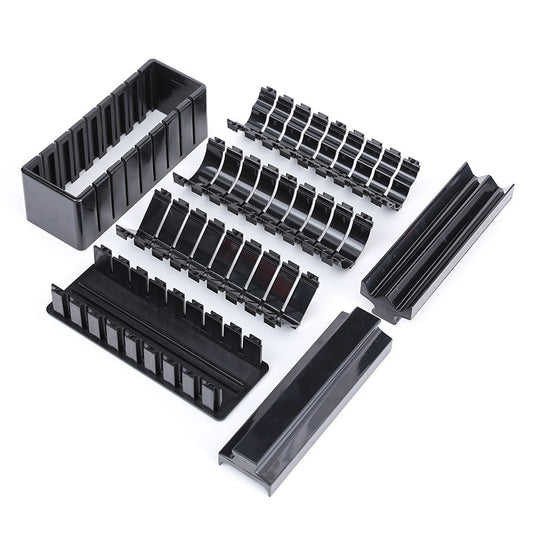 Set Preparare Sushi, Kit Complet 7 Accesorii, 3 Forme de Modelare, Triunghi, Inima si Cerc, Material Plastic Rezistent, Negru