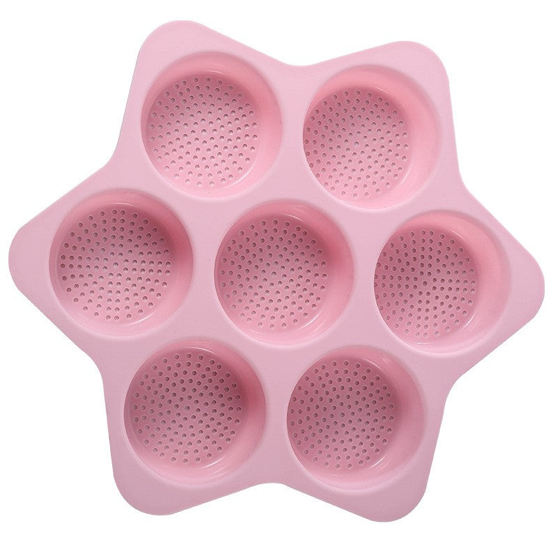 Formă de Silicon pentru Copt, 7 Forme Rotunde pentru Burgeri și Prăjituri, Silicon Alimentar Antiaderent, Rezistent la Temperaturi -40°C/230°C, 38.5 x 4 cm, Roz