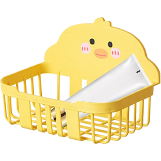 Cutie Depozitare Perete Model Ratusca, Organizator Accesorii fara Gaurire, Plastic Rezistent, 13x19x12 cm, Galben