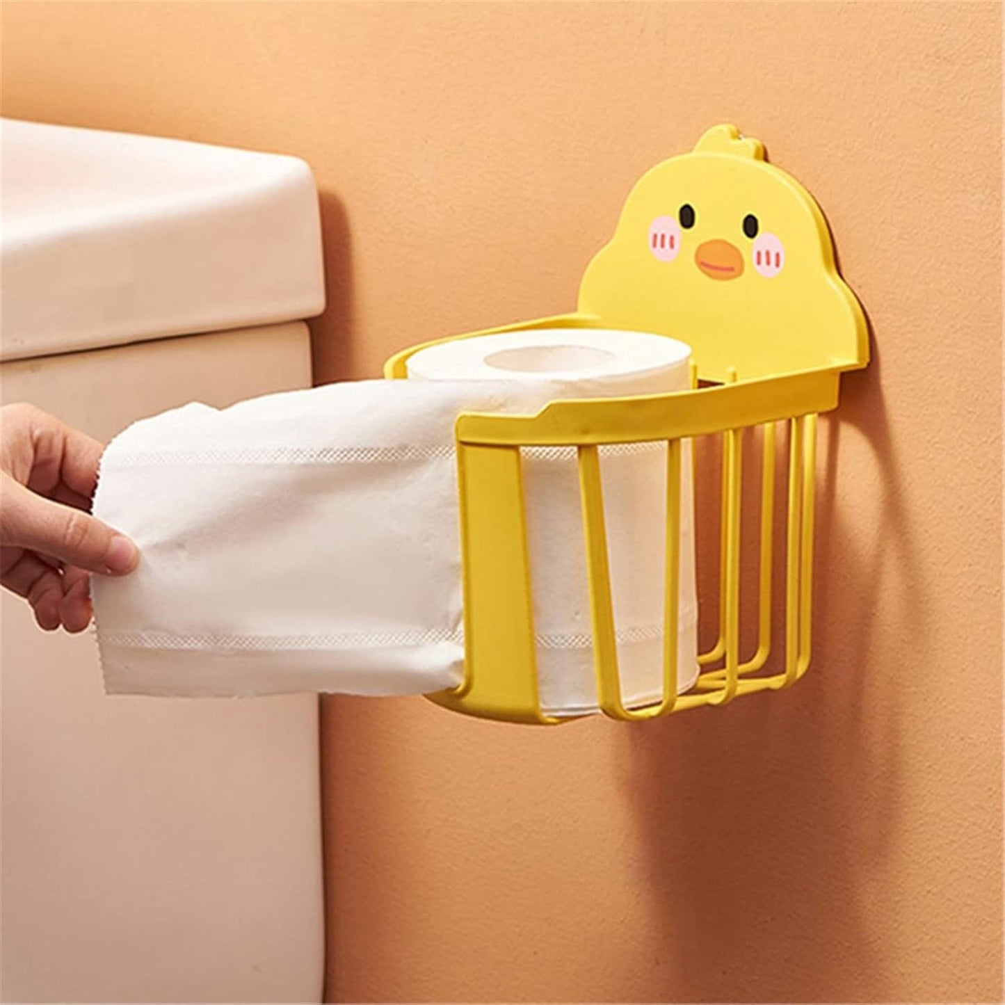 Cutie de Depozitare Suspendata, Organizator Perete Model Ratusca, Fixare Fara Gaurire, Plastic Rezistent, 17.5x13.5x12 cm, Galben
