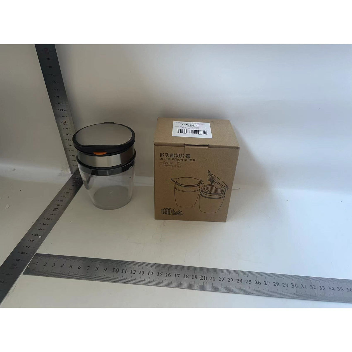 Feliator Manual pentru Fructe si Legume tip Borcan, Lame din Otel Inoxidabil, Dispozitiv pentru Taiere Rapida, Plastic si Inox, 10.5 x 6 cm, Negru
