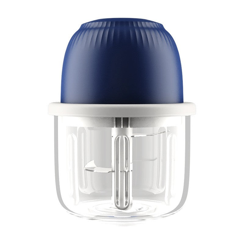 Tocator Electric pentru Bucatarie, Presa Multifunctionala pentru Legume, Fructe si Carne, Lame din Otel Inoxidabil, Capacitate 350 ml, 14 x 10.5 cm, Albastru Inchis
