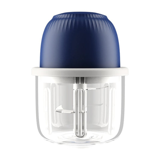 Tocator Electric pentru Bucatarie, Presa Multifunctionala pentru Legume, Fructe si Carne, Lame din Otel Inoxidabil, Capacitate 350 ml, 14 x 10.5 cm, Albastru Inchis
