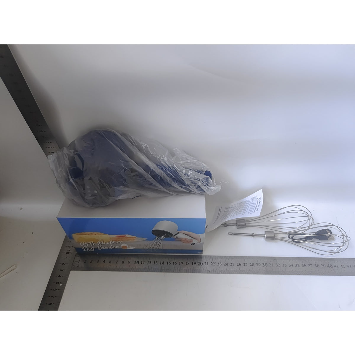 Mixer Electric Fara Fir, Mixer Portabil pentru Oua si Frisca, 3 Trepte de Viteza, Incarcare USB Type-C, Plastic, 20 x 8.5 x 14.5 cm, Albastru Inchis