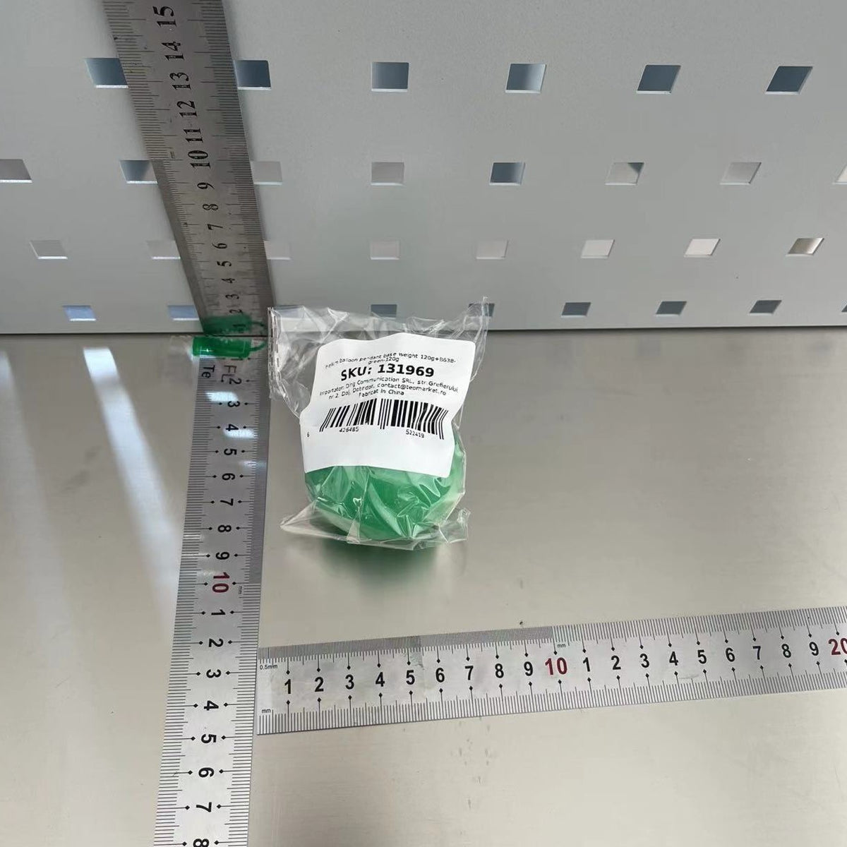 Greutate pentru Baloane, Accesoriu Decorativ Petreceri, Suport Stabil pentru Aranjamente Evenimente, Plastic si Metal, 5.5x5.5 cm, 120 g, Verde