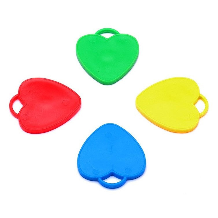 Set 4 Greutati pentru Baloane cu Heliu, Pendule de Fixare in Forma de Inima, Plastic Rezistent, 8 grame per Bucata, Multicolor, 4 Bucati