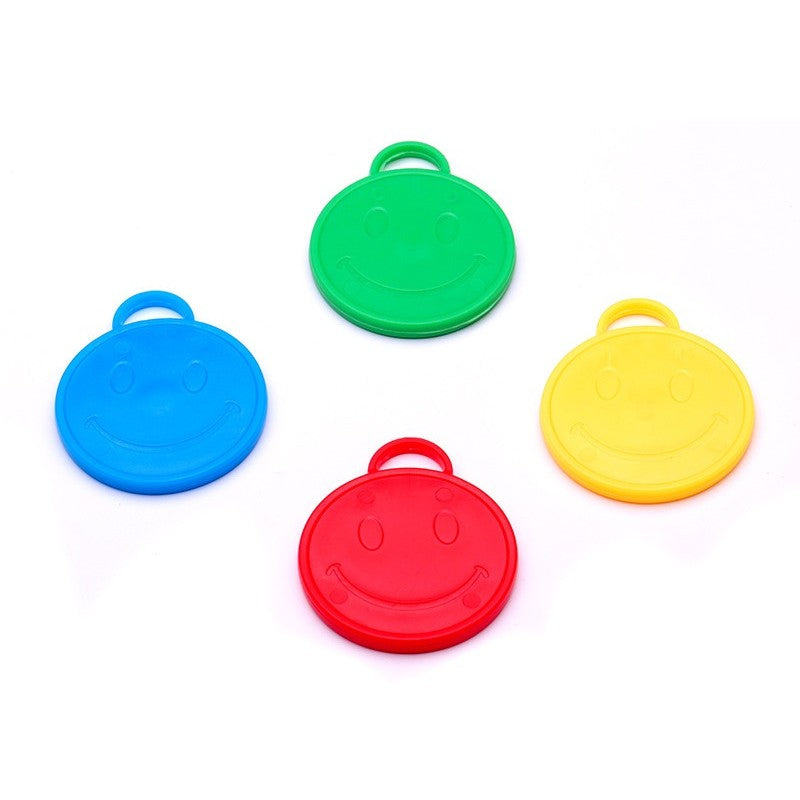 Set 4 Greutati pentru Baloane cu Heliu, Accesorii Fixare Balon, Model Smiley Face, Plastic Rezistent, 8 grame per Bucata, Multicolor