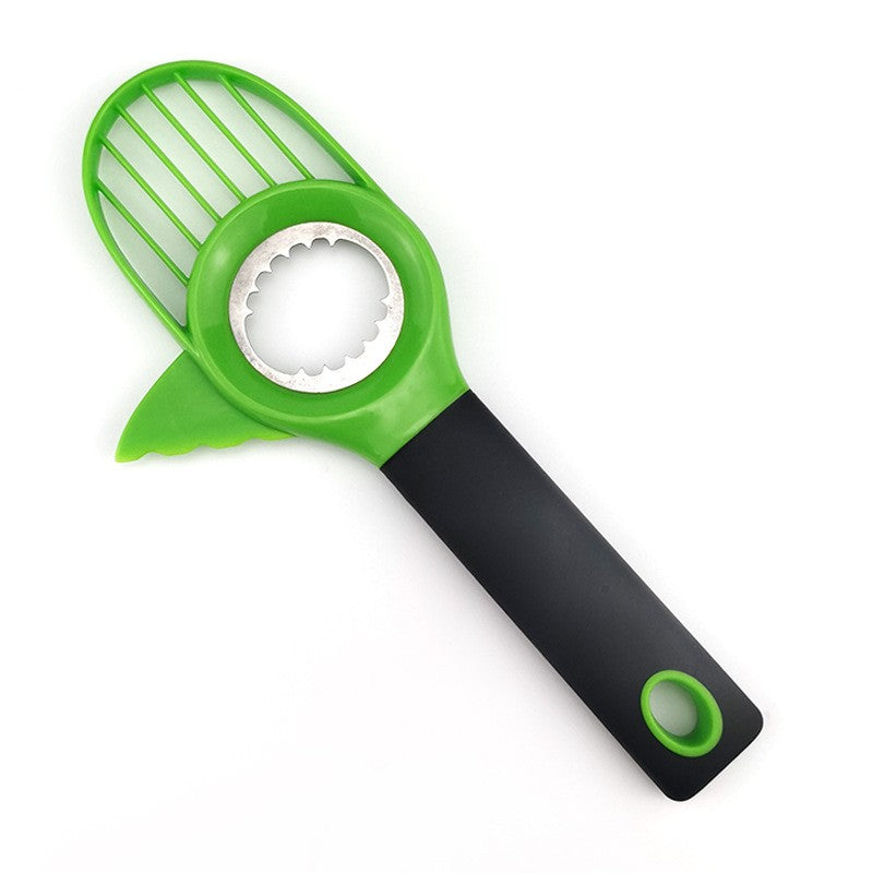 Cuțit 3în1 pentru Avocado, Dispozitiv Multifuncțional pentru Tăiere, Scoatere Sâmbure și Feliere, Design Ergonomic, PP și Oțel Inoxidabil, 22 cm, Negru/Verde