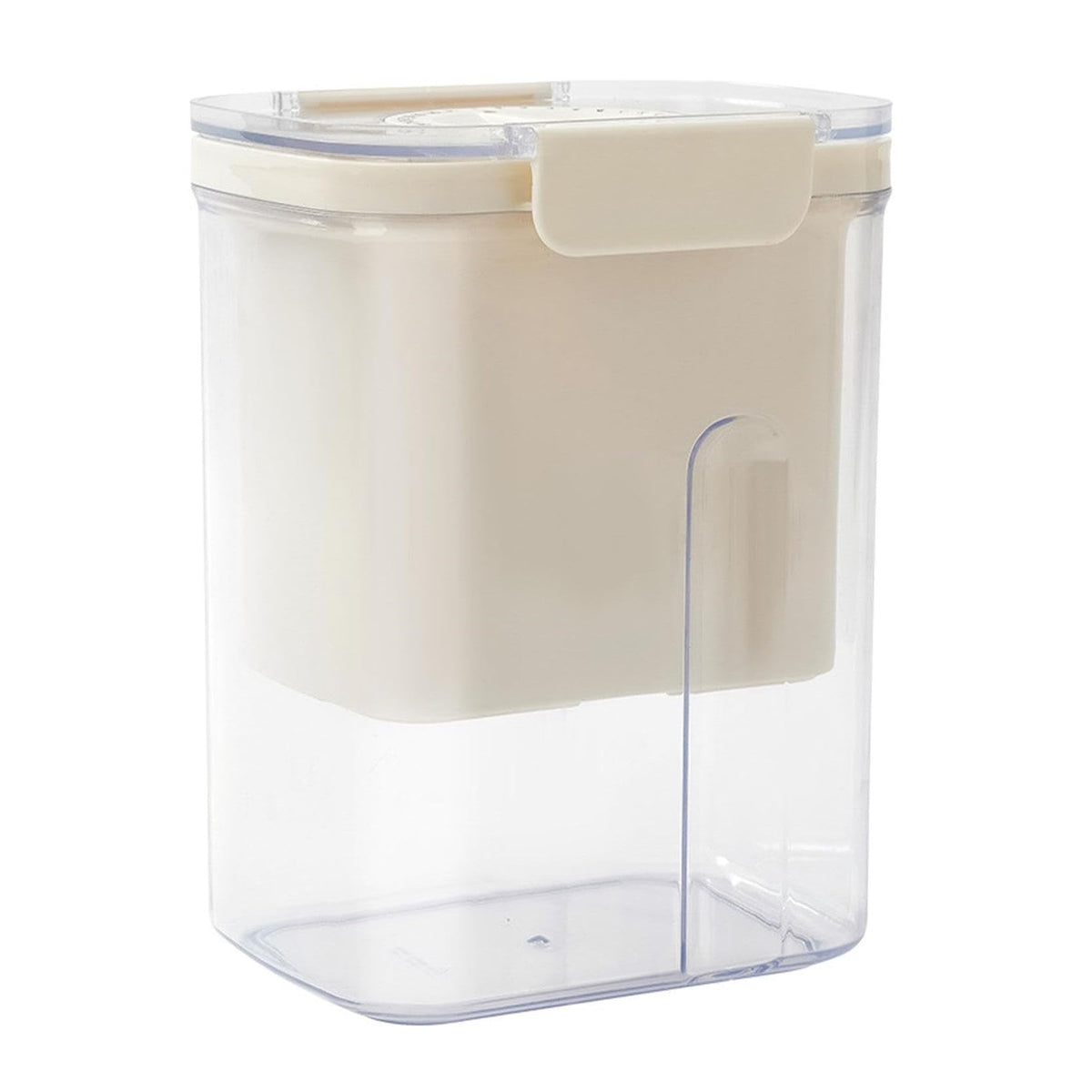 Kit Presă Pentru Brânză și Iaurt Grecesc, Filtru de Zer cu Arc din Oțel Inoxidabil, Pânză Fină 225 Mesh, Plastic Fără BPA, 18x9.7x13 cm, Include Lingură 20 cm, Alb