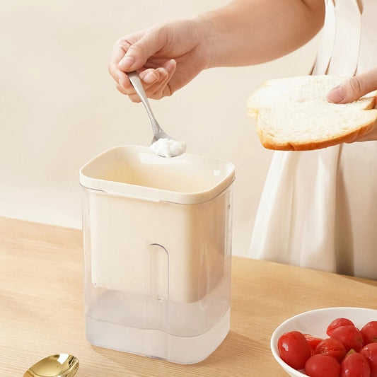Kit Presa Pentru Branza si Filtru Iaurt Grecesc, Strecuratoare Zer si Lapte Vegetal, Arc Otel Inoxidabil, Filtru Panza 225 Ochiuri, AS si PP Fara BPA, 18x9.7x13 cm, Alb