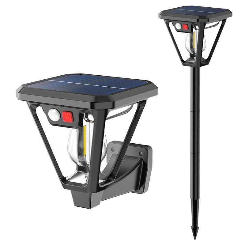 Lampa Solara LED Tip Felinar, Senzor de Miscare, Montare Perete sau Sol, 3 Moduri Iluminare, Lumina Calda 3000K, Protectie IP44, ABS si PP, 10.8 x 46 cm, Negru