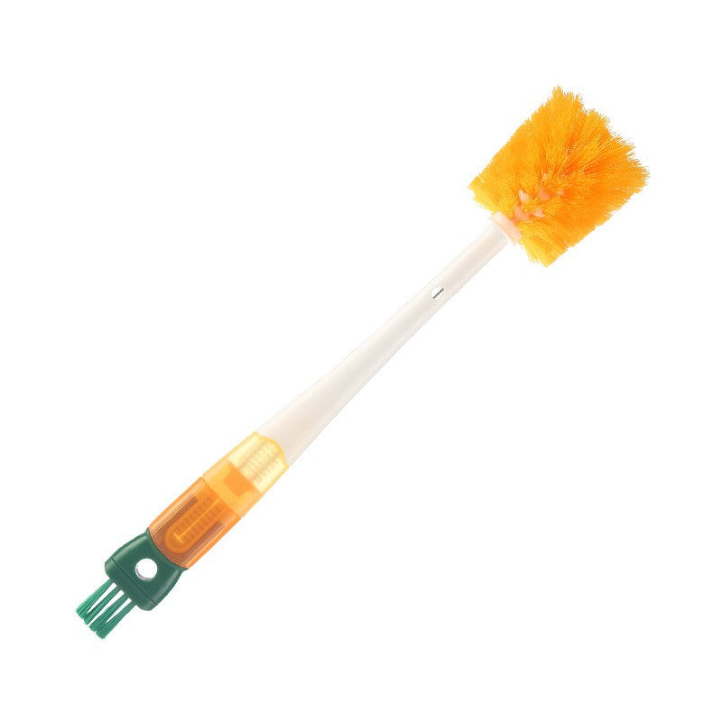 Perie 5 in 1 pentru Curatat Pahare, Cani si Sticle, Maner Lung, Accesorii Spalare Paie si Capace, Plastic si Silicon, 36x7x7 cm, Portocaliu-Alb