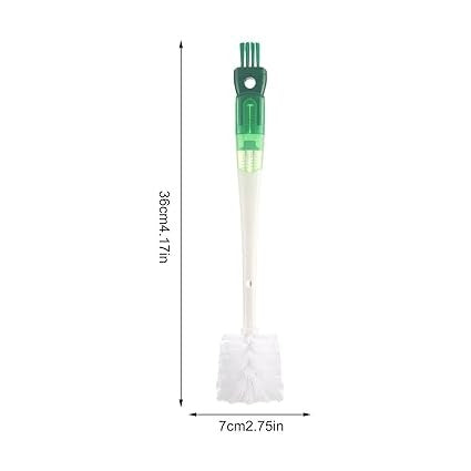 Perie Multifunctionala 5 in 1 pentru Curatat Sticle, Pahare si Cani, Maner Lung, Curatator Paie si Capace, Plastic ABS si Otel Inoxidabil, 36x7x7 cm, Verde-Alb