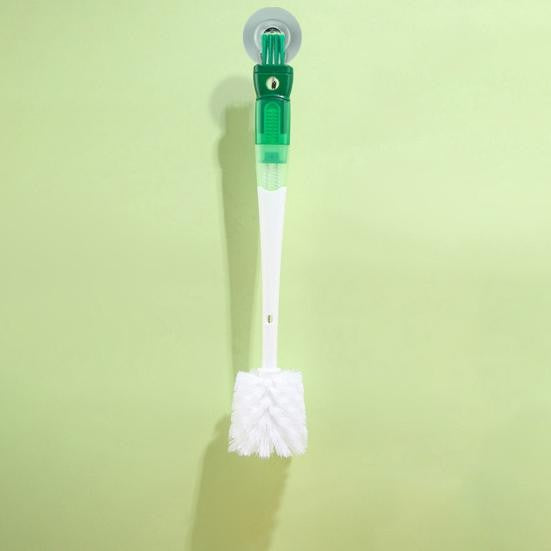 Perie Multifunctionala 5 in 1 pentru Curatat Sticle, Pahare si Cani, Maner Lung, Curatator Paie si Capace, Plastic ABS si Otel Inoxidabil, 36x7x7 cm, Verde-Alb