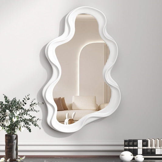 Oglinda de Perete Decorativa, Model Minimalist in Forma de Nor pentru Baie si Dormitor, Design Modern, 41x26 cm, Alb