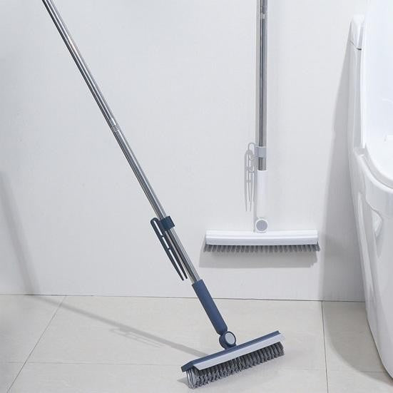Perie de Curatare pentru Podele si Rosturi, Cap Pivotant 180 Grade in Forma de V, Maner 105 cm, Cleste Scame Inclus, Otel Inoxidabil si Plastic, Albastru