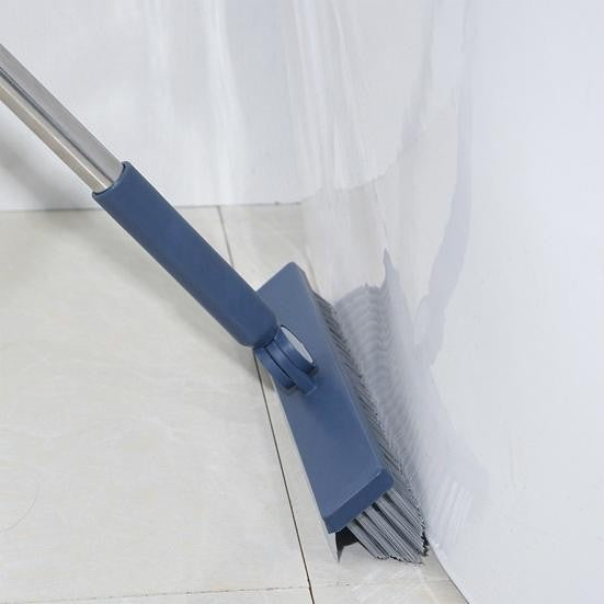 Perie de Curatare pentru Podele si Rosturi, Cap Pivotant 180 Grade in Forma de V, Maner 105 cm, Cleste Scame Inclus, Otel Inoxidabil si Plastic, Albastru