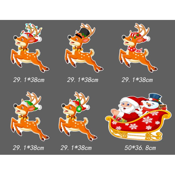 Decoratiune De Craciun Pentru Gradina, Trenulet Cu Mos Craciun Si Reni, Set 6 Figurine Impermeabile Cu Tarusi De Fixare, Plastic Rezistent, Multicolor