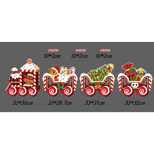 Decoratiune de Craciun pentru Gradina, Tip Trenulet cu 5 Figurine Festive, Plastic Impermeabil Rezistent la Intemperii, Include Bete de Fixare in Pamant, Design Omul Briosa, Multicolor