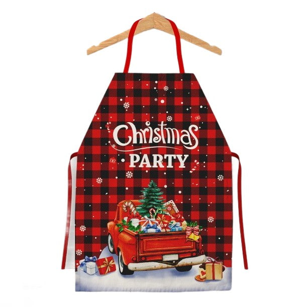 Sort de Bucatarie Decorativ, Tema Craciun si Model Christmas Party, Protectie Gatit, Poliester, 50 x 70 cm, Rosu
