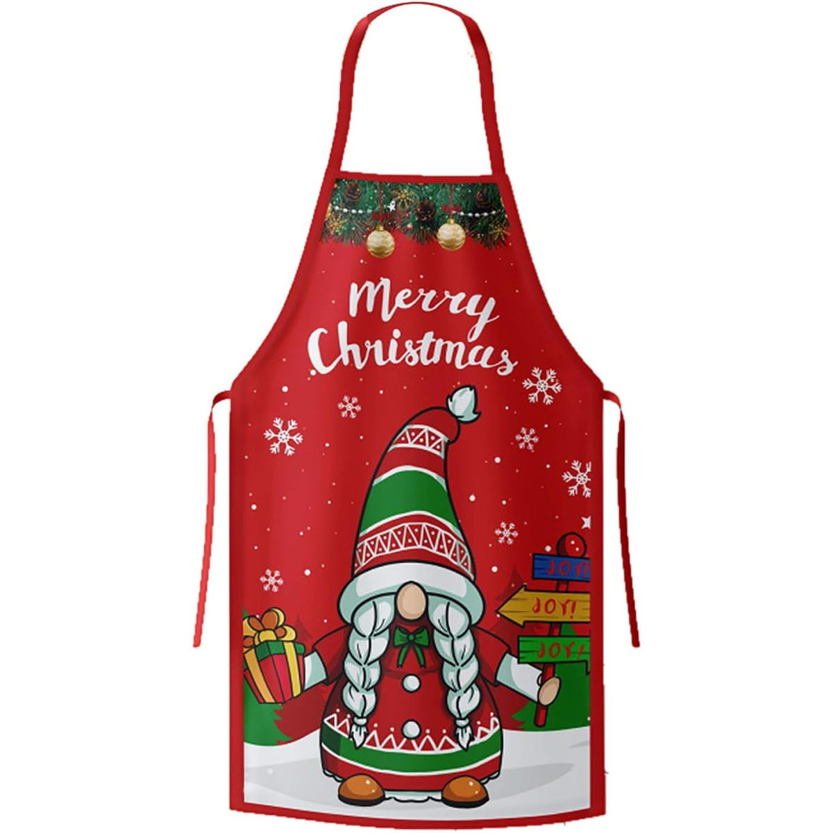 Șorț de Bucătărie Decorativ pentru Crăciun, Model Elf, Protecție Gătit, Poliester, 50 x 70 cm, Roșu