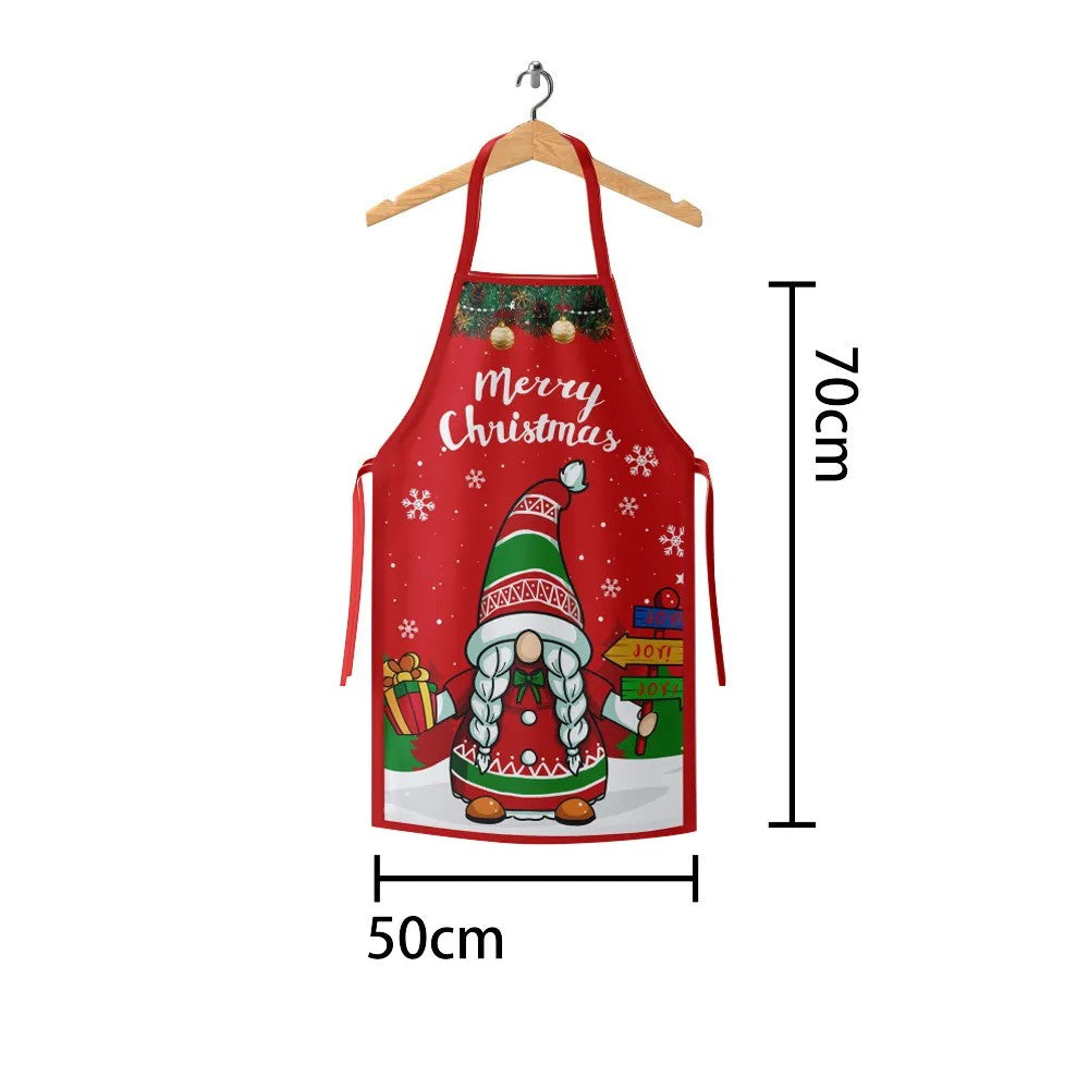 Șorț de Bucătărie Decorativ pentru Crăciun, Model Elf, Protecție Gătit, Poliester, 50 x 70 cm, Roșu