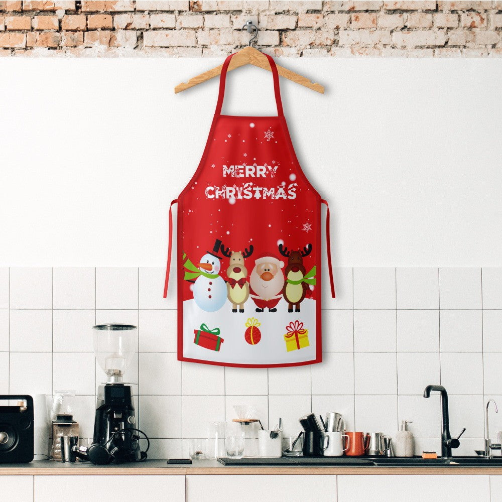Șorț de Bucătărie Decorativ, Temă Crăciun Merry Christmas, Protecție Gătit, Poliester Rezistent, 50 x 70 cm, Roșu