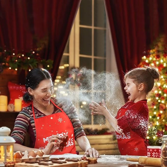 Șorț de Bucătărie Decorativ, Temă Crăciun Merry Christmas, Protecție Gătit, Poliester Rezistent, 50 x 70 cm, Roșu