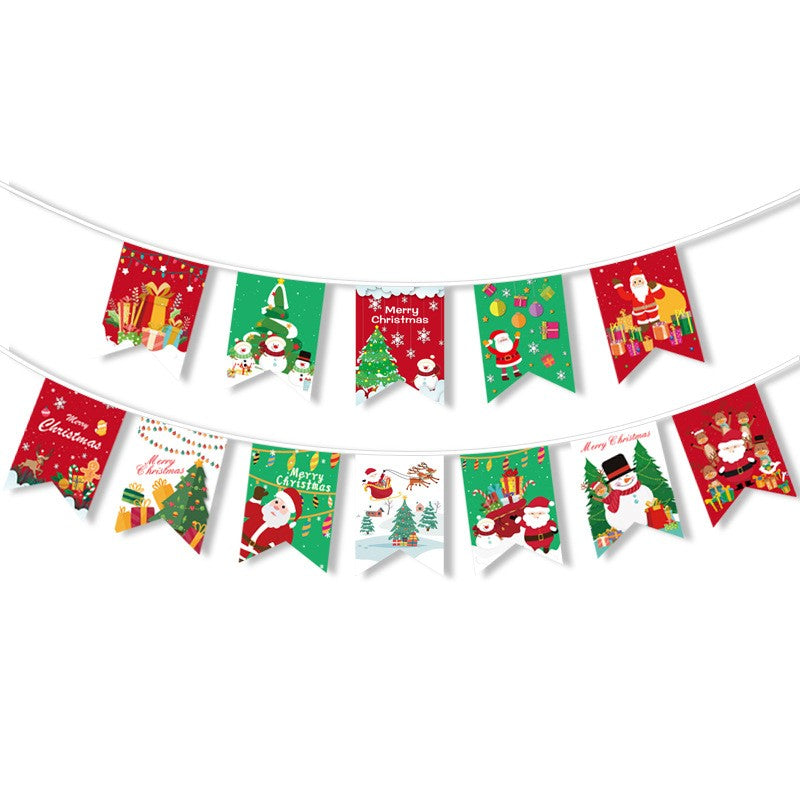 Banner Craciun Decorativ pentru Usa sau Perete, Ghirlanda Festiva cu Imprimare UV, Set 12 Piese cu Sfoara Inclusa, Multicolor, 13 x 18 cm, Model A