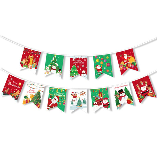 Banner Craciun Decorativ pentru Usa sau Perete, Ghirlanda Festiva cu Imprimare UV, Set 12 Piese cu Sfoara Inclusa, Multicolor, 13 x 18 cm, Model A