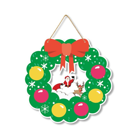 Decorațiune Crăciun Tip Coroniță, Ornament de Agățat pentru Ușă sau Perete, Design Festiv cu Sfoară Inclusă, Hârtie Premium 350g, Multicolor, 32 x 33 cm