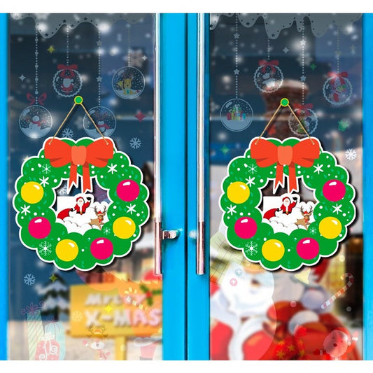 Decorațiune Crăciun Tip Coroniță, Ornament de Agățat pentru Ușă sau Perete, Design Festiv cu Sfoară Inclusă, Hârtie Premium 350g, Multicolor, 32 x 33 cm
