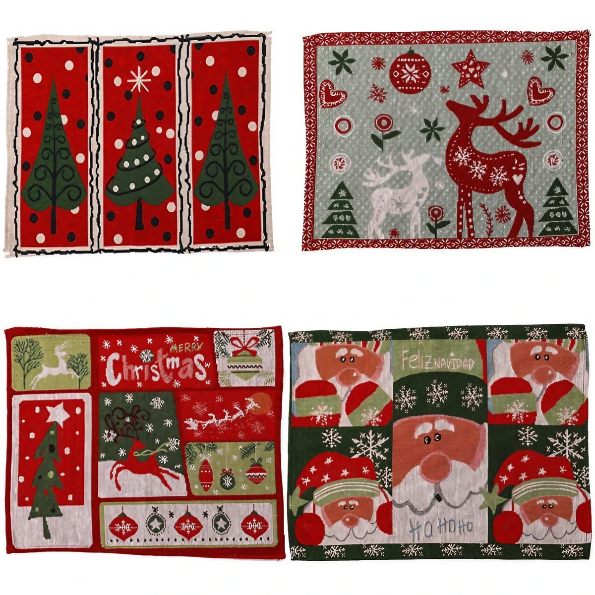 Servet de Masa Festiv, Model Mos Craciun, Tematica Sarbatori de Iarna, Amestec Bumbac si Fibre Sintetice, 47x33 cm, Multicolor