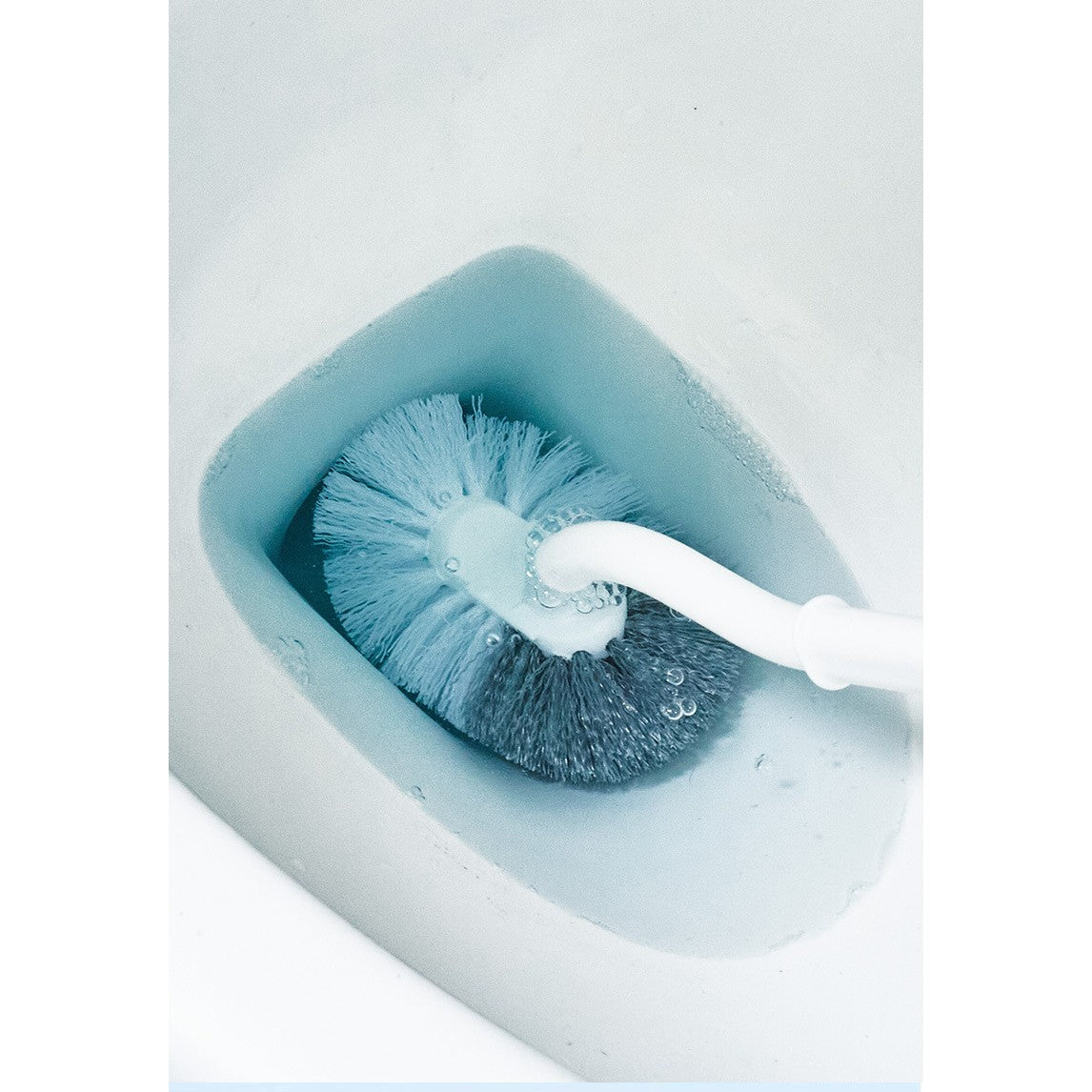 Perie de Toaleta cu Suport, Maner Curbat Ergonomic, Peri Flexibili pentru Curatare 360 Grade, Plastic Durabil, 40 x 12 cm, Alb