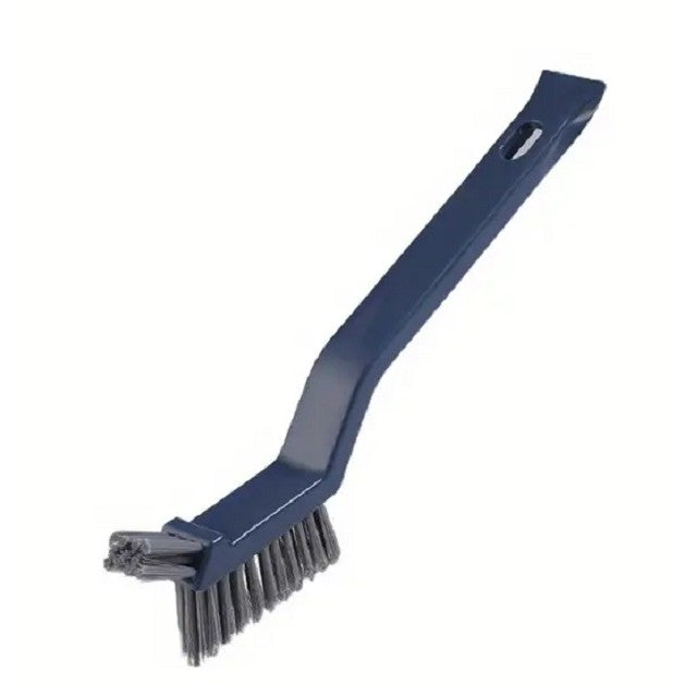 Perie 3 in 1 pentru Curatat Podele si Rosturi, Cap Triunghiular pentru Colturi, Cleste Scame Inclus, Maner Ergonomic 28 cm, Polipropilena si Otel, Albastru