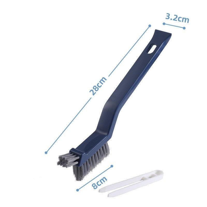 Perie 3 in 1 pentru Curatat Podele si Rosturi, Cap Triunghiular pentru Colturi, Cleste Scame Inclus, Maner Ergonomic 28 cm, Polipropilena si Otel, Albastru
