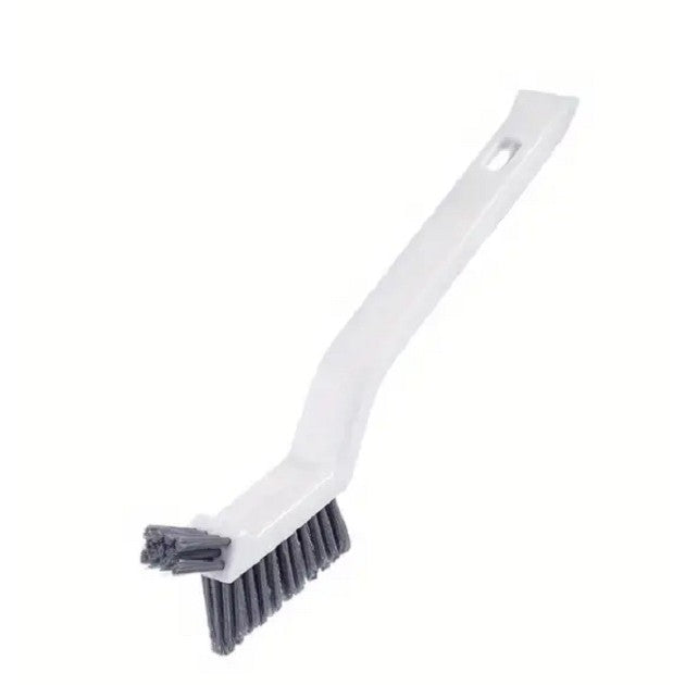 Perie 3in1 pentru Curatat Podele si Rosturi, Design Triunghiular pentru Colturi, Cleste Scame Inclus, Maner 28 cm, Polipropilena si Otel, Alb