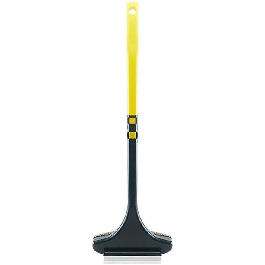 Perie Multifunctionala pentru Curatat Geamuri si Plase, Functie 2 in 1 cu Laveta Microfibra si Racleta, Maner Detasabil, Polipropilena, 46x16x5 cm, Verde-Galben