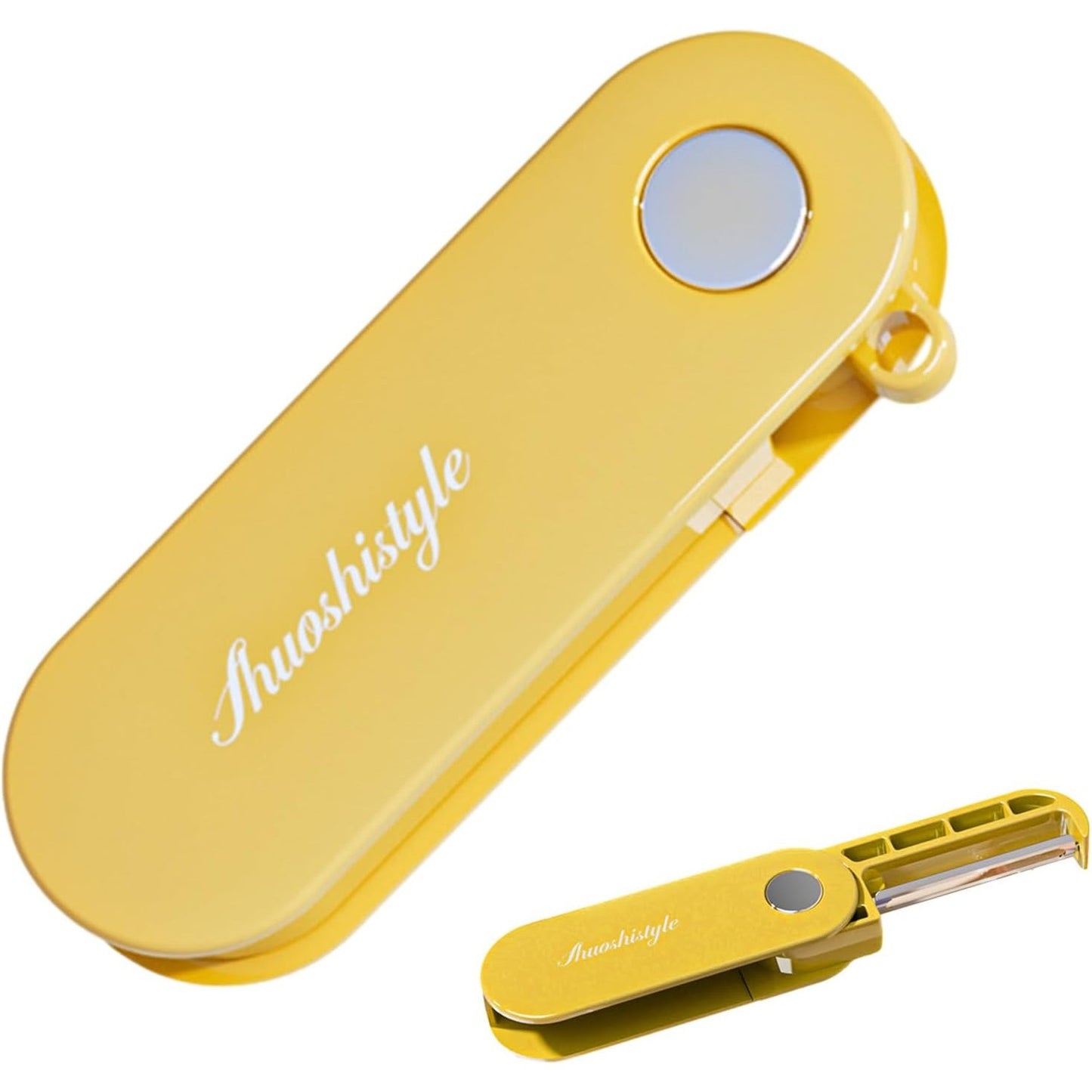 Peeler Multifunctional pentru Legume si Fructe, Curatator Pliabil cu Lame Duble Rotative, Otel Inoxidabil si ABS, 3.6 x 9.1 cm, Galben