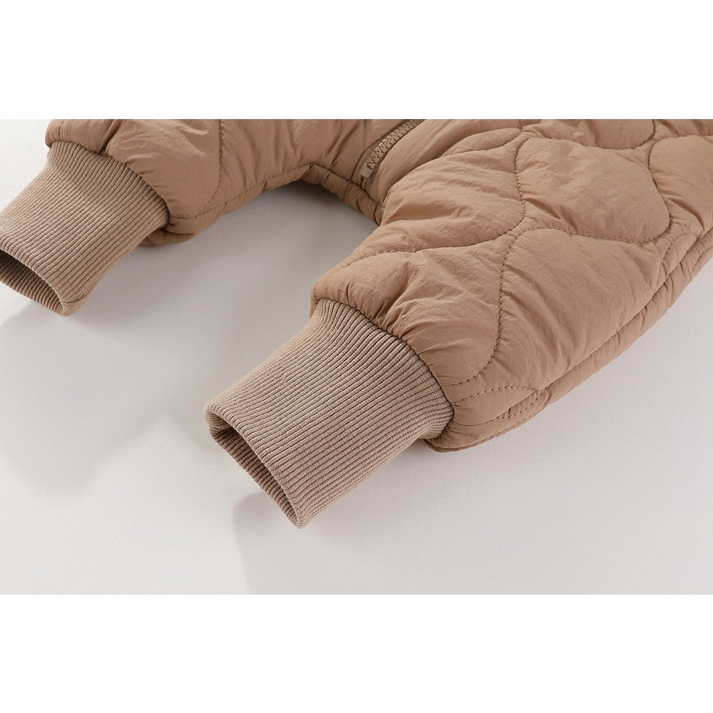 Combinezon de Iarna pentru Bebeluși, Captuseala Bumbac si Exterior Nailon, Gluga cu Urechi si Mansete Elastice, Unisex, 66 cm, Maro