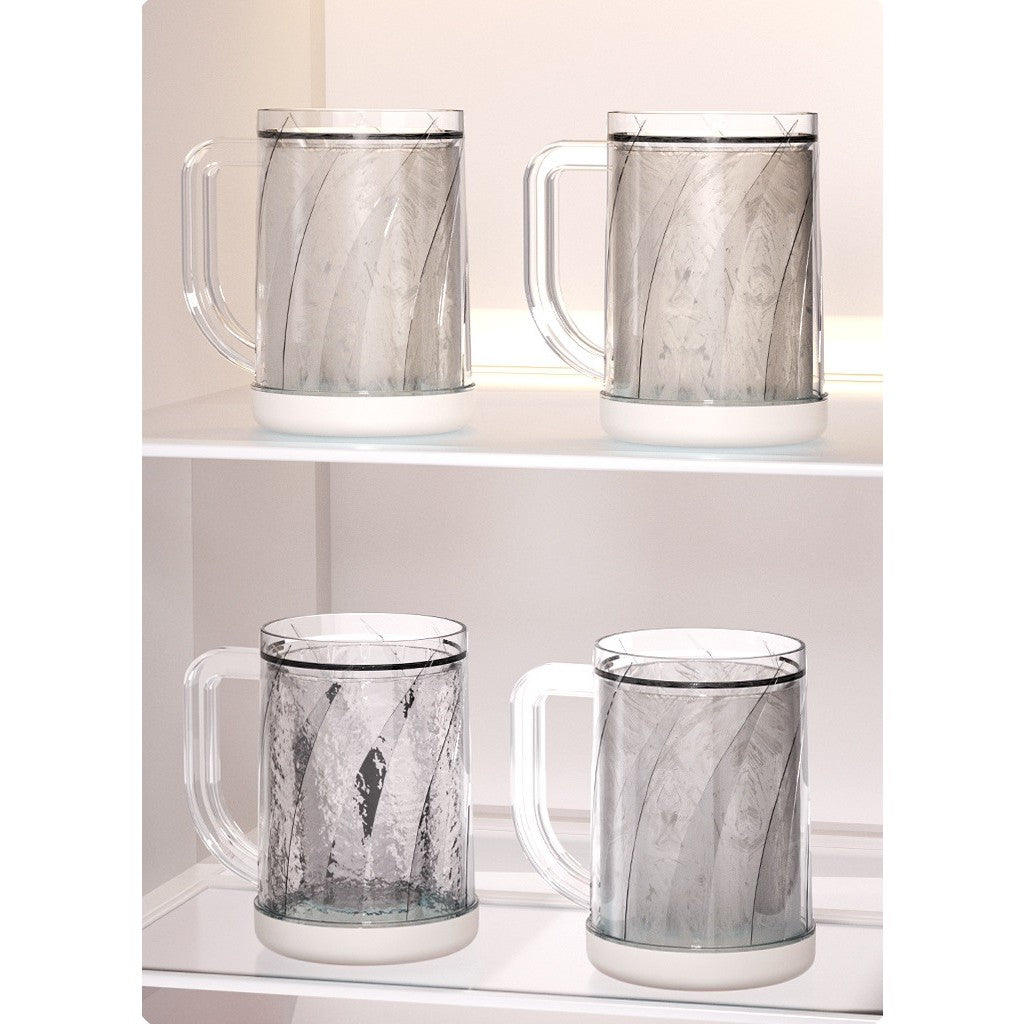 Cană Frigorifică cu Gheață pentru Răcire Instantă, Perete Dublu Reîncărcabil cu Apă, Plastic Alimentar, Transparent, 800 ml, 14.2 x 10.4 x 14.7 cm